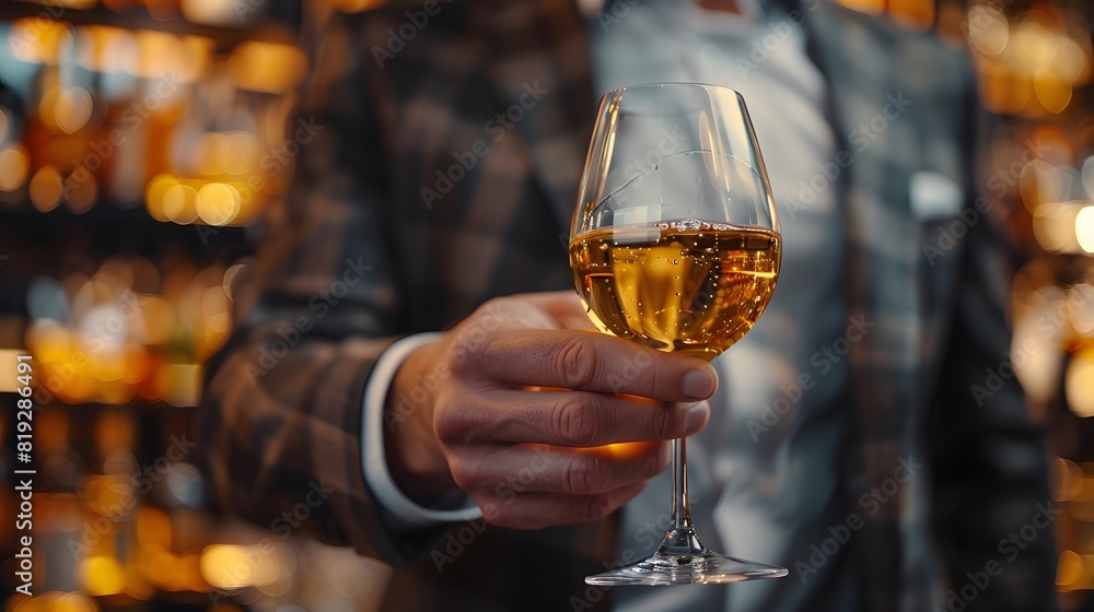 Elegant Male Hand Holding A Glass Of Wine