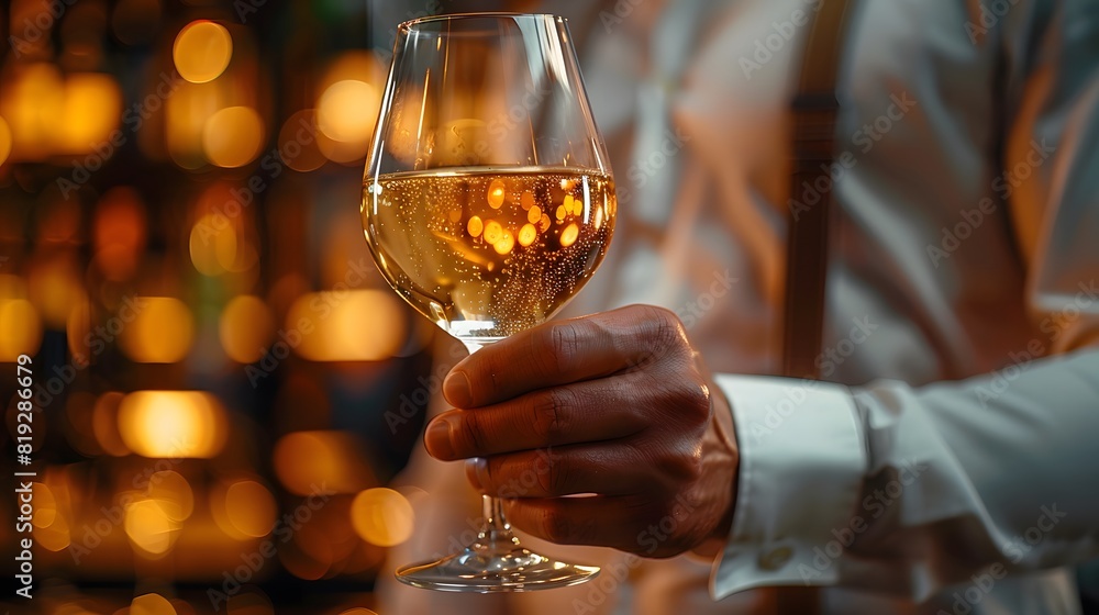 Male hand holding a glass of wine