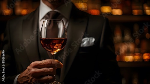 Male hand holding a glass of wine