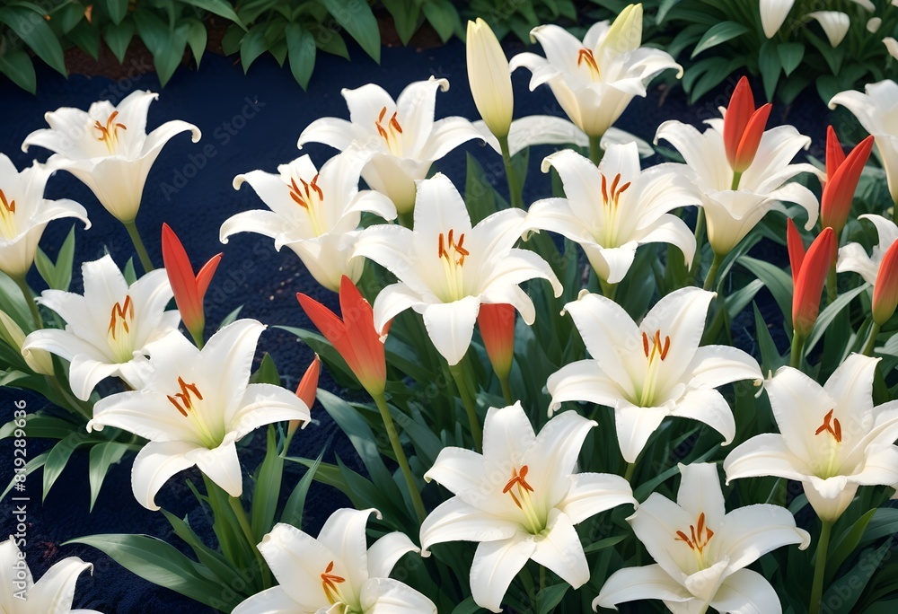 Obraz premium Lilies flower closeup Realistic Light understand sun light significantly summer season flower concept