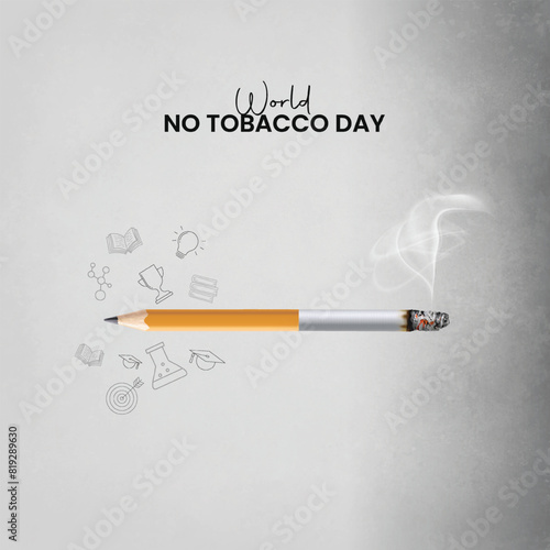 World No Tobacco Day. Cigarette banned no smoking creative design. 3D Illustration