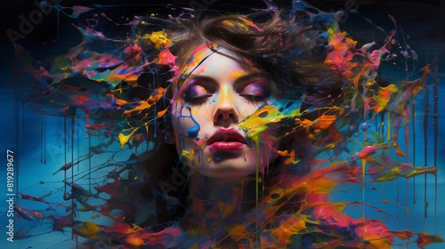 A symphony of vibrant hues emerges from the chaotic splatters  captivating the viewer s gaze.