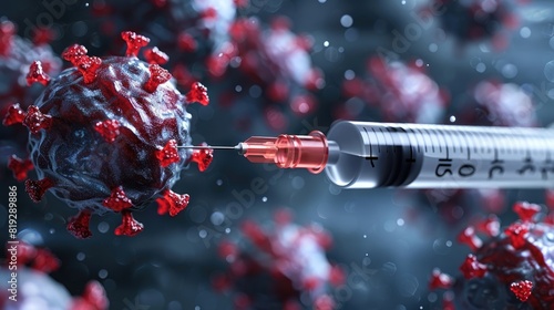 3 d rendering of a needle shooting into a human cell photo