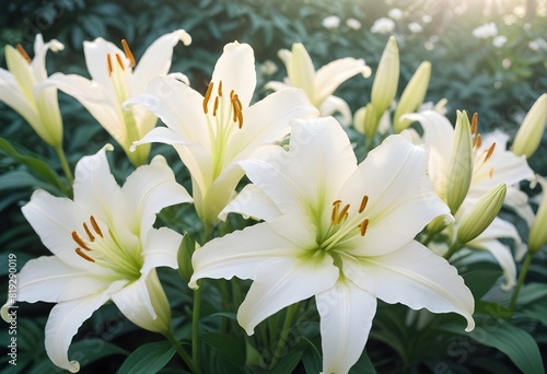 Lilies flower closeup Realistic Light understand sun light significantly summer season flower concept