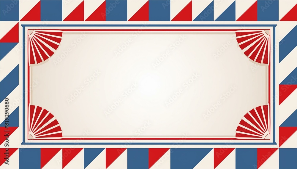 Red White and Blue Art Deco Border Background