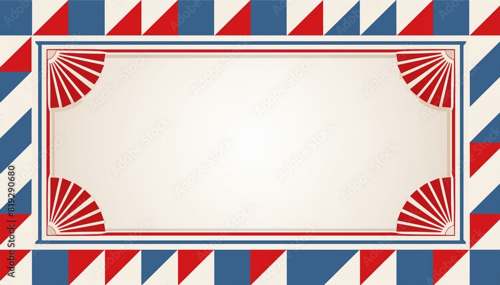 Red White and Blue Art Deco Border Background Red White and Blue Art Deco Border Background