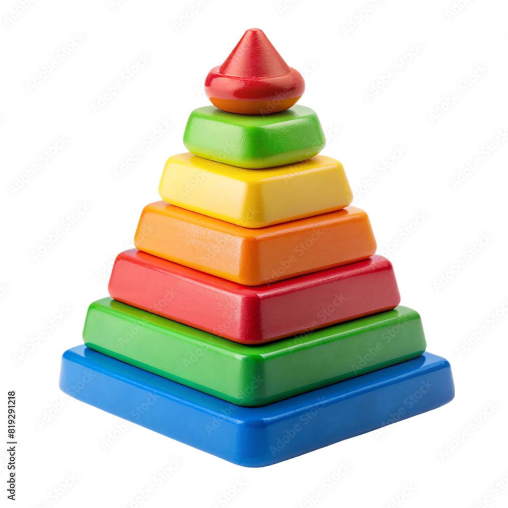 Colorful toy pyramid cut out Isolated on transparent background Colorful toy pyramid cut out Isolated on transparent background