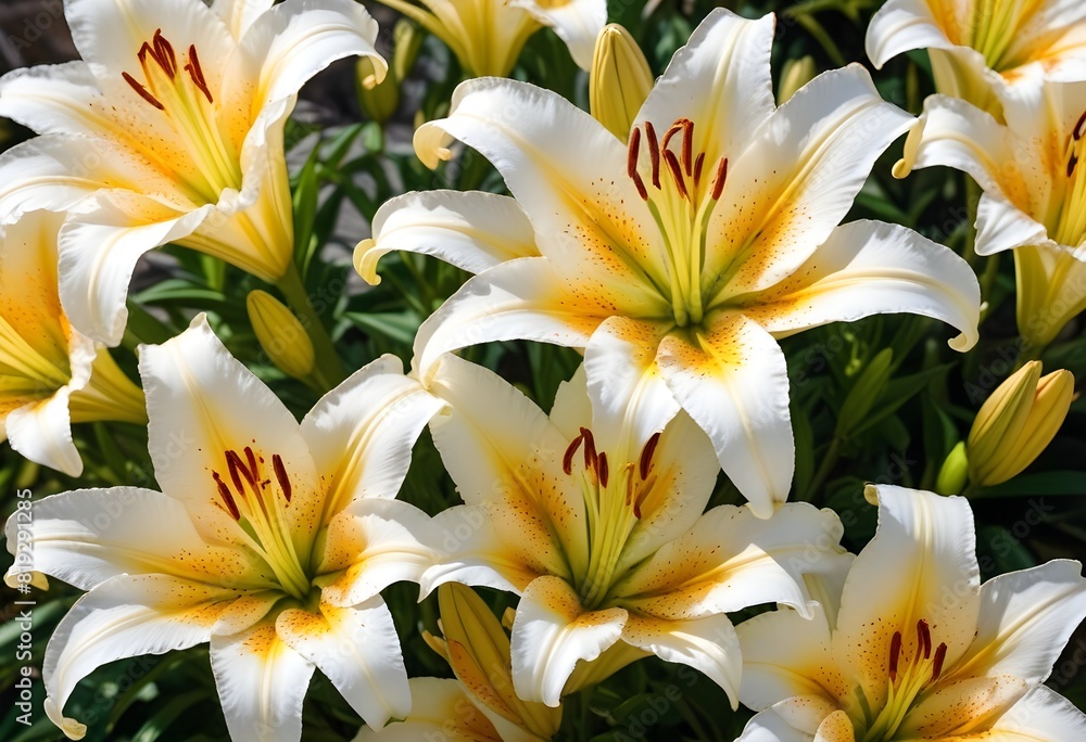 Fototapeta premium Lilies flower closeup Realistic Light understand sun light significantly summer season flower concept
