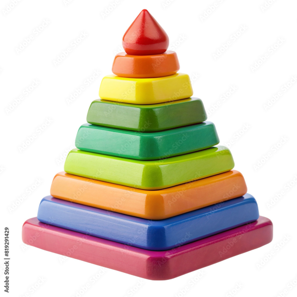 Colorful toy pyramid cut out Isolated on transparent background Colorful toy pyramid cut out Isolated on transparent background