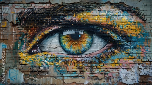 Brick Wall With Eye Painting