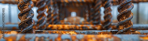 a photo of steelre_media" with rusted iron rebar, symmetrical composition, long exposure photography, blurred background, high resolution, high detail, high quality