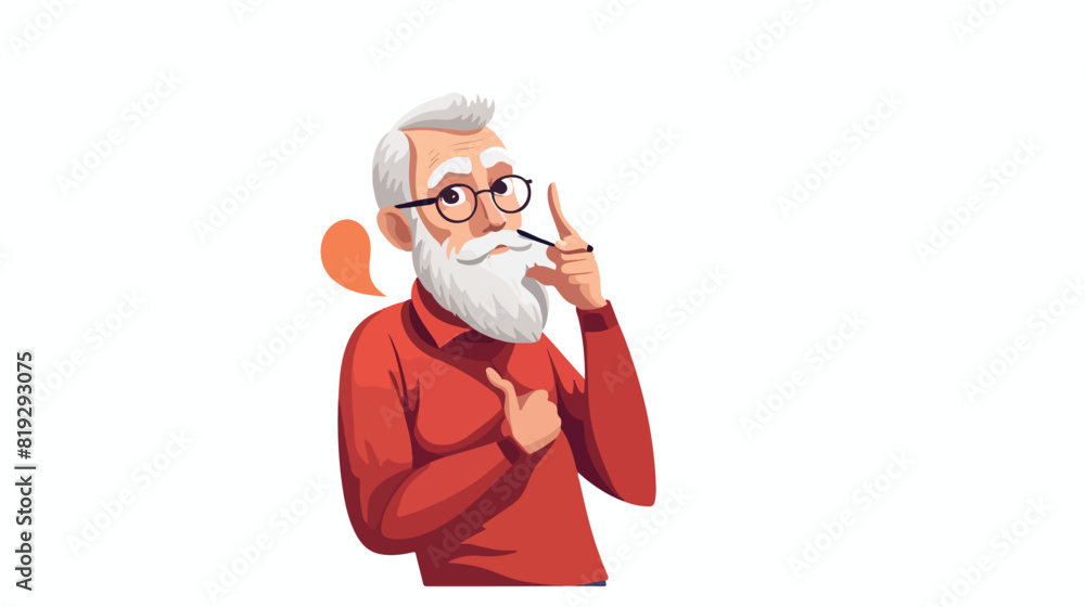 Vector flat old caucasian white beard man elderly g