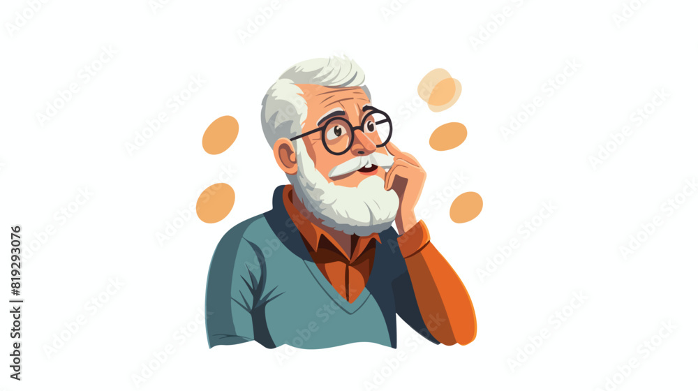 Vector flat old caucasian white beard man elderly g