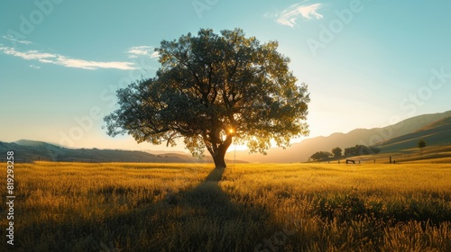 Large tree in the mid of desert 