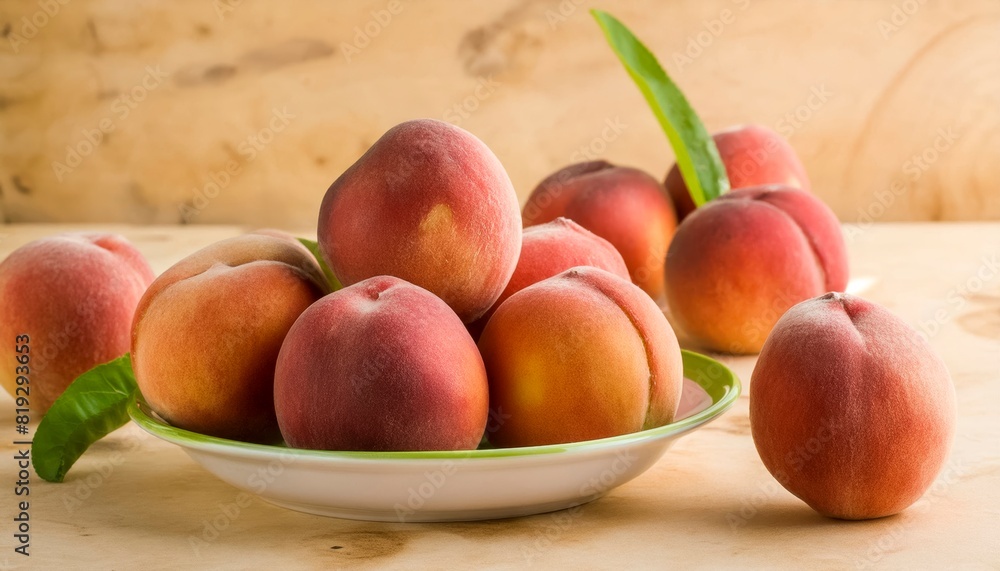 Fresh Peaches in a Bowl on Wooden Surface Fresh Peaches in a Bowl on Wooden Surface