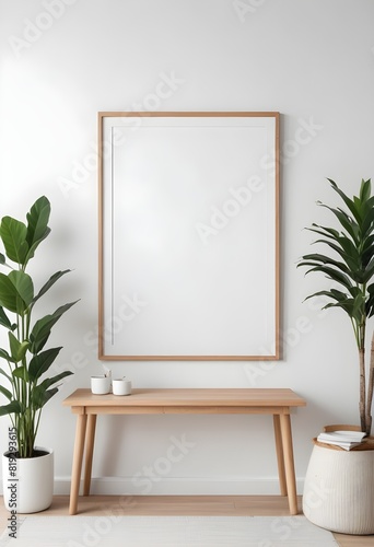 Minimalist Wood Frame Mockup in Blank Room Setting