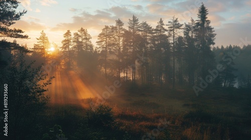 misty morning in the forest