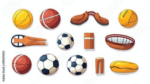 vector flat sport equipment set. Football or soccer