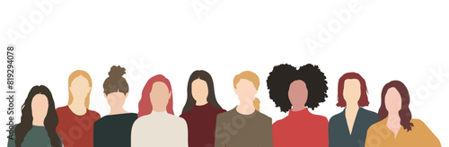 Women characters vector, different women silhouettes design, colorful group od people illustration