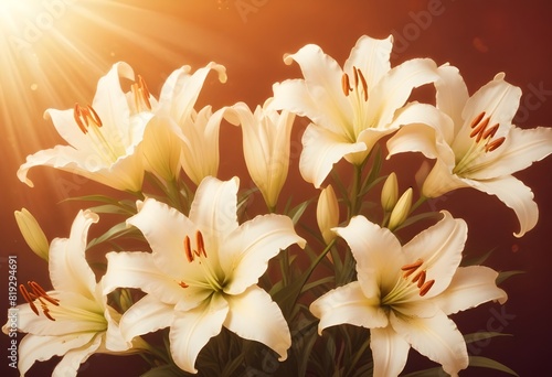Lilies flower closeup Realistic Light understand sun light significantly summer season flower concept