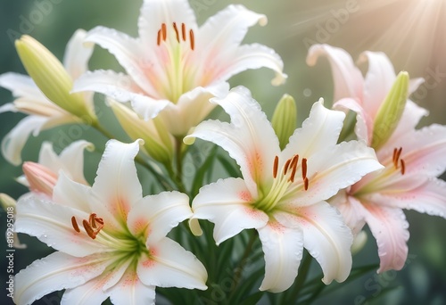 Lilies flower closeup Realistic Light understand sun light significantly summer season flower concept