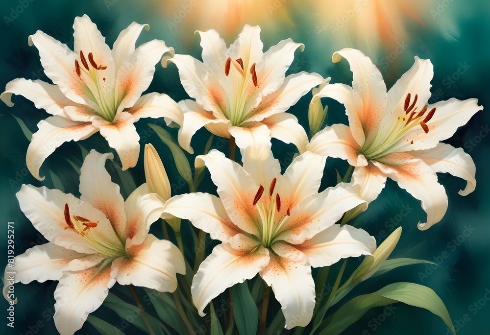Obraz premium Lilies flower closeup Realistic Light understand sun light significantly summer season flower concept