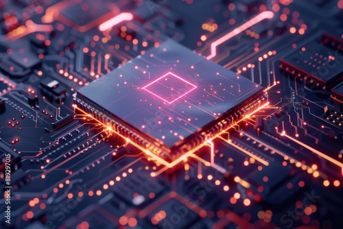Qubit, superposition sci-fi, high-tech Chip concept photo