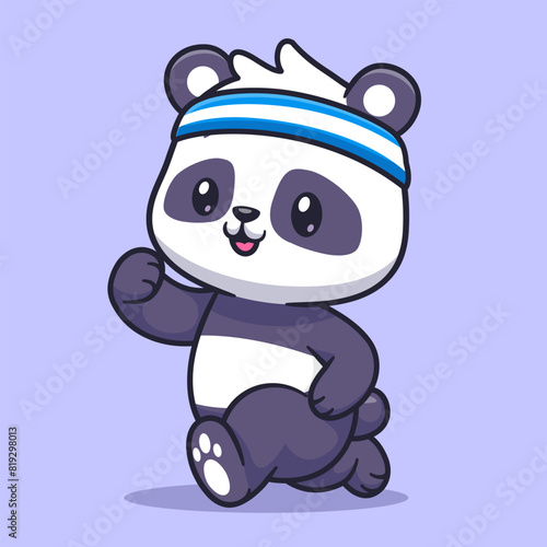 Cute Panda Running Cartoon Vector IconIllustration. Animal 
Sports Icon Concept Isolated Premium Vector. Flat Cartoon
Style