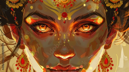  Realistic goddess durga portrait illustration for Chaitra Navratri photo