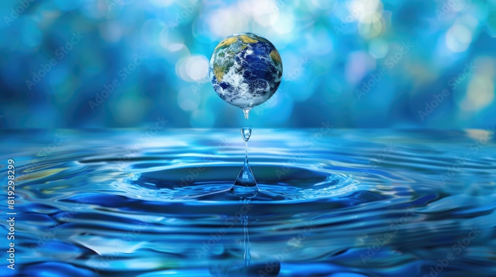 Realistic illustration for world water day with earth globe in water ...