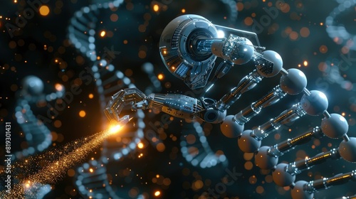 a robot arm is connected to the dna double helix