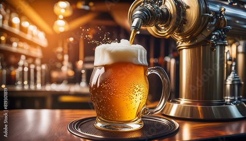 ビール愛好家のための完璧な一杯 - バーで注がれる新鮮なビールの魅力 photo