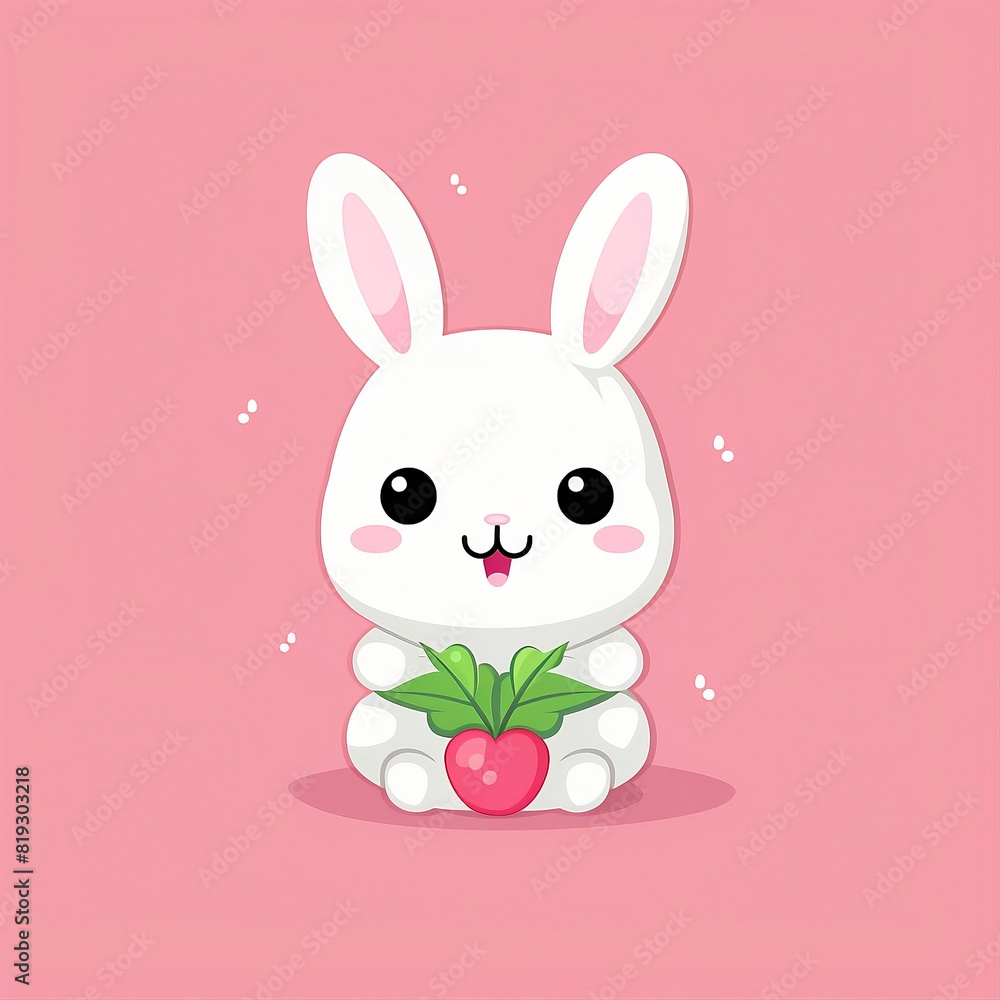 bunny cute cartoon cheerful light pink background bunny cute cartoon cheerful light pink background