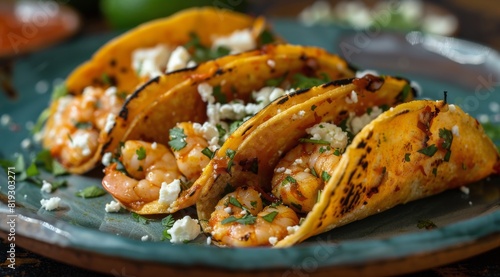 Plate of Shrimp Tacos on Table