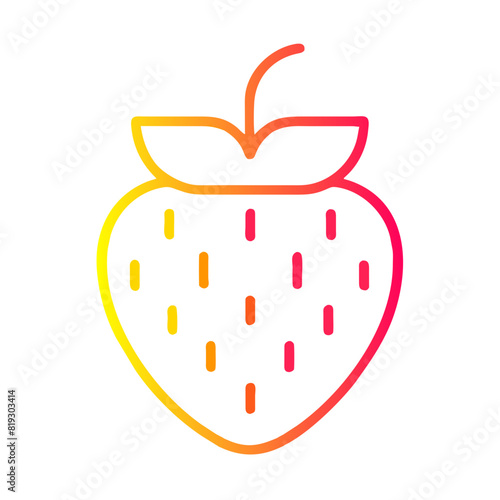 Line Art Strawberry Illustration -  orange outline and a simplistic design