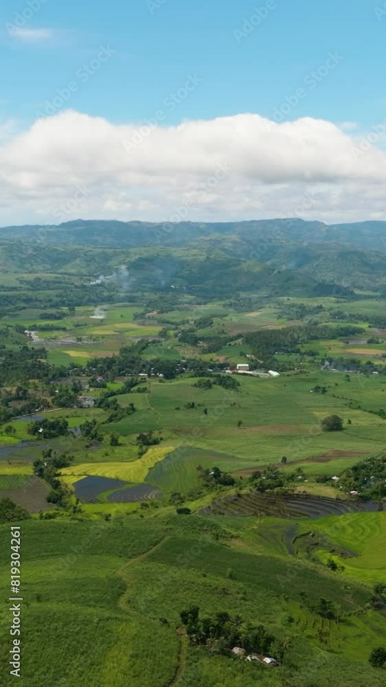 Rice terraces and farmland in the countryside view from above. Negros, Philippines Rice terraces and farmland in the countryside view from above. Negros, Philippines