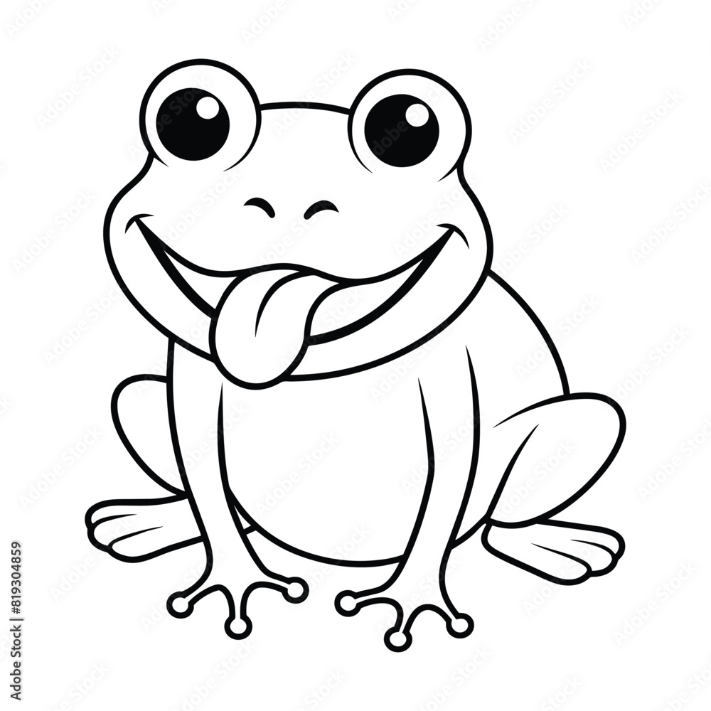 Line art frog sticking out tongue with smiling on white background -vector illustratoin Line art frog sticking out tongue with smiling on white background -vector illustratoin