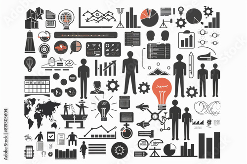 Infographic teamwork Mega Collection  brainstorming set vector icon  white background  black colour icon