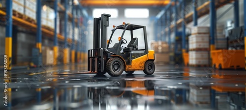 Forklift Truck Operating in Warehouse - Forklift