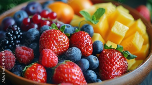 Vibrant bowl of mixed fresh fruits