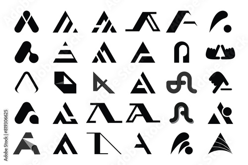 set of letter a design with icon concept