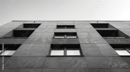 Black and white facade of modern building