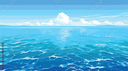 Vector Realistic cartoon vector empty blue ocean se