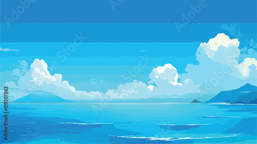 Vector Realistic cartoon vector empty blue ocean se photo