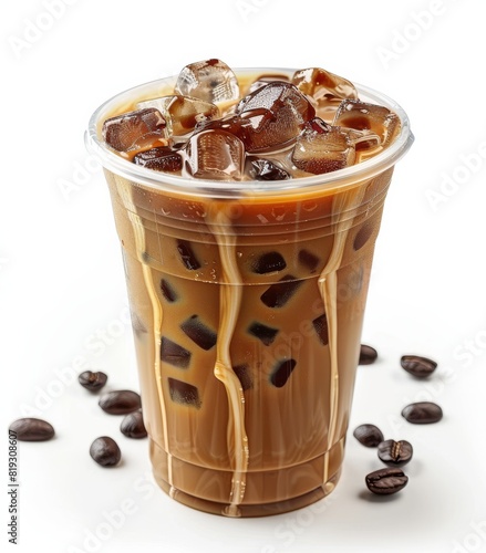 Refreshing Cup of Iced Coffee With Ice Cubes