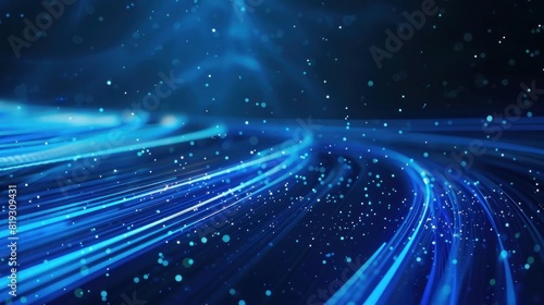 blue light speed and motion blur Background  abstract digital tech banner background. copy space