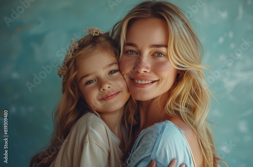 Woman and Little Girl Posing Together