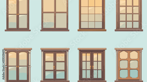 Vector set of realistic windows isolated on the alp