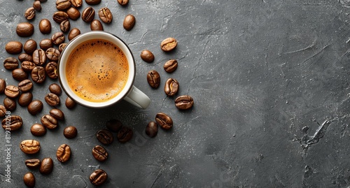 Coffee Cup Surrounded by Coffee Beans