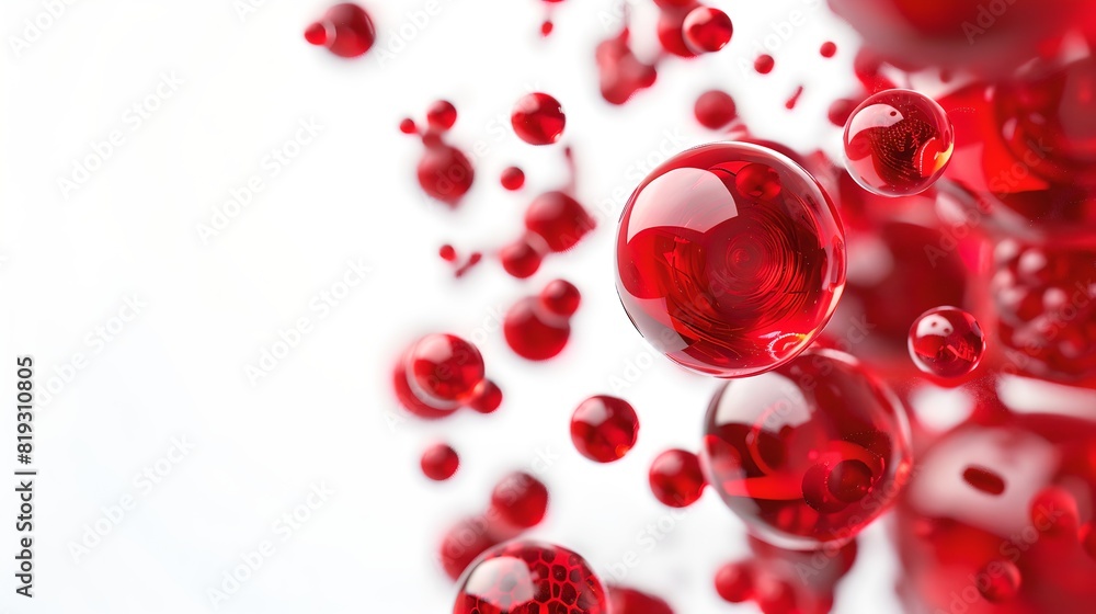 Red abstract bubbles against a white background. Modern and artistic style. Perfect for design and creative projects. Looks conceptual and stylish. AI
